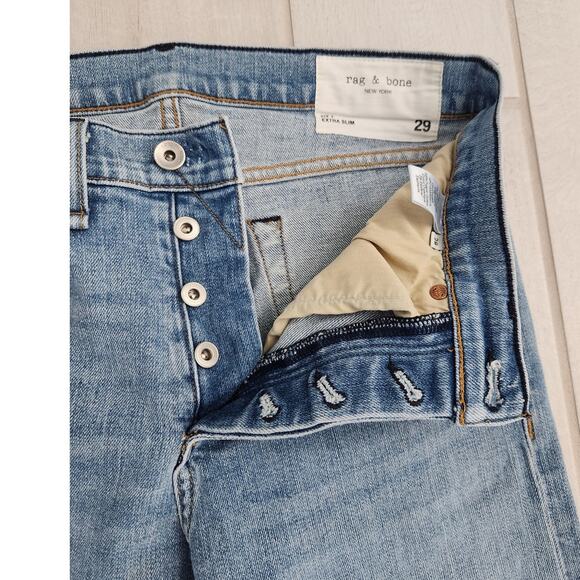 Rag & Bone 29x25 Fit 1 Extra Slim Denim Pants Button Fly Distressed Light - Picture 3 of 11